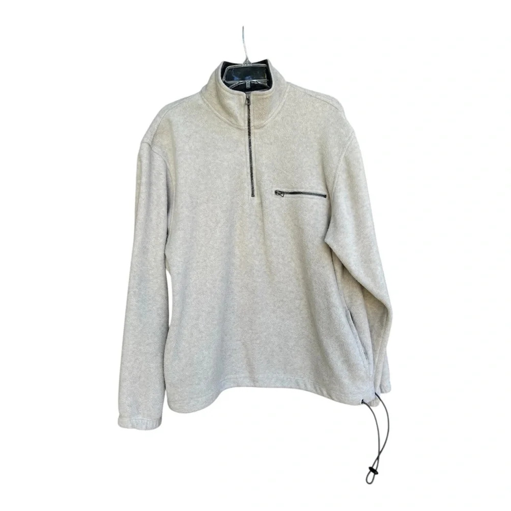 Izod Men's Performance X Light Gray Quarter Zip-Up/Drawcord Hem Sweater SZ M